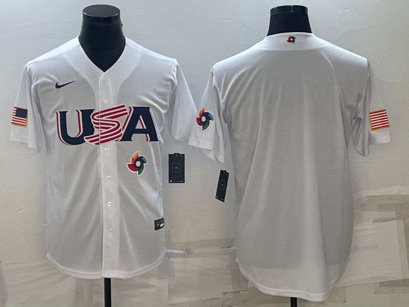 Men 2023 World Cub USA Blank White Nike MLB Jersey2->more jerseys->MLB Jersey